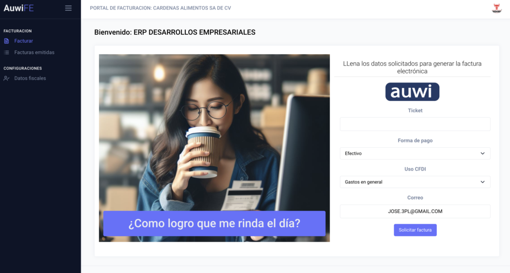 Portal de facturación de auwi